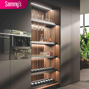 <strong>Small</strong> Modern Modular Kitchen <strong>Cabinet</strong> <strong>with</strong> Glass <strong>Doors</strong> Custom Design Storage Set for Wall and Island Use - Product Image 2