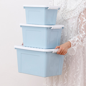 Boîte de rangement en plastique rectangulaire avec couvercle, organisateur portable de grande capacité pour jouets, rangement de chambre à coucher, armoire, JS-SN811 - Product Image 3