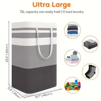 Sac à linge pliable en tissu Oxford 75L, grande capacité, portable, pour usage domestique, rangement de vêtements avec poignées