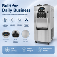 Machine à glace molle commerciale 3 saveurs, 32L/H, haute production, automatique, pour usage professionnel intensif