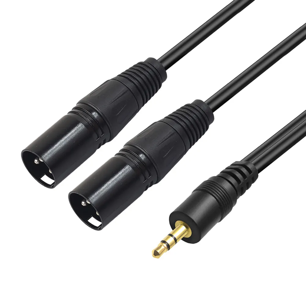 3.5 jack stereo audio cable xlr to 3.5mm mic cable 3.5mm Trs Jack Stereo Male To Dual 2 Xlr Male Stereo Y-splitter Cable