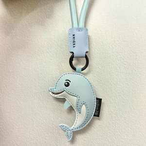 Cute Cartoon Shark Dolphin Whale PU Leather Keychain Charm Handbag <b>Bag</b> Ornaments Pendants Car Keyring Luxury KeyChain - Product Image 5