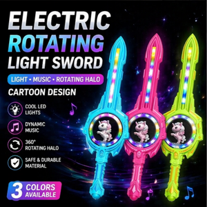 Épée lumineuse LED rotative électrique avec musique, épée tournante de dessin animé pour enfants, cadeaux de fête d'Halloween - Product Image 2