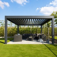 Pergola en aluminium entièrement automatique SOL, auvent extérieur motorisé à toit à lames orientables, gazebo imperméable pour une vie moderne en plein air