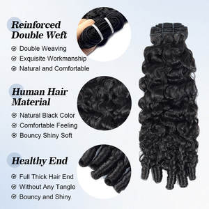 Extensions de cheveux humains bouclés français FH SDD, mèches vierges vietnamiennes et birmanes avec des extrémités bouclées en spirale, tissage à la machine - Product Image 4