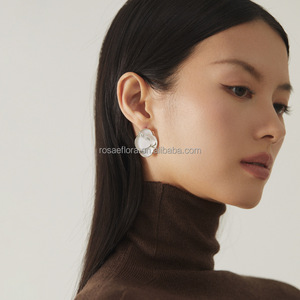 Boucles d'oreilles Rosaeflora "<span class=keywords><strong>Jiang</strong></span> <span class=keywords><strong>Nan</strong></span>" en argent sterling 925 véritable, motif architecture chinoise ancienne, coquillage naturel, bijoux fins - Product Image 5