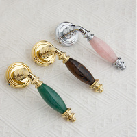 Nouveau Style laiton massif avec poignée de porte en pierre intérieur chambre confidentialité Passage serrure en bois poignée de porte serrure luxe levier poignées