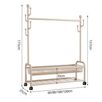 Porte-vêtements double en métal 150 cm avec base en plastique, anti-rouille, gain de place, moderne, pour salon, manteaux, vêtements, chapeaux et sacs