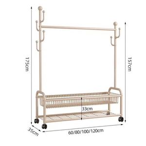 Porte-vêtements double en métal 150 cm avec base en plastique, anti-rouille, gain de place, moderne, pour salon, manteaux, vêtements, chapeaux et sacs - Product Image 2