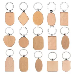 Houten Sleutelhanger Porte Cles En Bois Keychain Logo Engraved Sublimation Wooden Keyring Custom Blanks Wood Key Chain Keychain