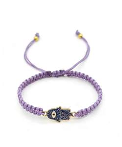 LC20260272 Bracelet artisanal en macramé tressé réglable pour femmes et hommes, motif œil bleu et main de Hamsa, vente en gros - Product Image 6