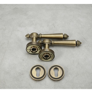 Système <span class=keywords><strong>de</strong></span> serrure à mortaise en laiton massif avec clé, poignée traditionnelle sphérique cannelée en cuivre pur, quincaillerie directe usine - Product Image 2