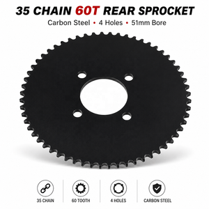 Pignon arrière à 60 dents, 35 chaînes, en acier au carbone, 4 trous, pour karts, motos légères, vélos de plage - Product Image 1