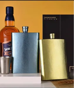 Luxe Liquor Whisky Kolf Titanium Lekvrij 100Ml 200Ml 500Ml Draagbare Titanium Heupfles