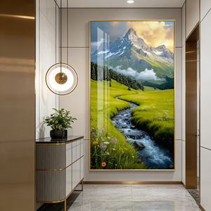 Cuadro de Porcelana de Cristal con Marco Metálico, Impresión Musulmana, Paisaje de Montaña Nevada y Pradera, Mural LED, Decoración de Pared para el Hogar - Product Image 6