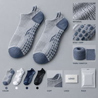 Chaussettes de sport basses à motif graphique, avec grip et amorti, ajustement cheville, logo assorti, échantillon d'emballage, homologation