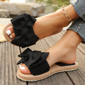 Nuovi <span class=keywords><strong>Sandali</strong></span> Estivi da <span class=keywords><strong>Donna</strong></span> con Punta Aperta e Decorazione a Fiocco <span class=keywords><strong>in</strong></span> <span class=keywords><strong>Corda</strong></span> di Canapa, Suola Piatta per Uso Esterno - Product Image 5