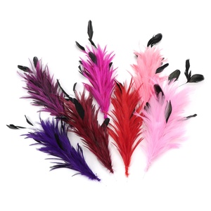 Plumes de poulet teintes de haute qualité de 30 cm (12 pouces) pour fleurs en fil métallique, idéales pour coiffes, chapeaux, corsages, et projets DIY avec motifs teints - Product Image 2