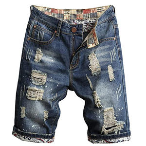 Shorts d'été pour hommes de haute qualité, effet usé, respirants, légers, design personnalisé, 100% coton, shorts usés pour hommes en vente - Product Image 1