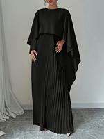 Bata de Ramadán Eid elegante de Dubái para mujer y niña, Jersey plisado de satén, vestido de capa, Abaya de Color sólido