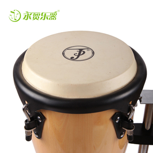 Venta al por Mayor de Par de Congas de Madera Natural Brillante de 8+9 Pulgadas, Percusión Manual con Piel de Cabra y Soporte Trípode Estable, Logotipo Personalizado - Product Image 3