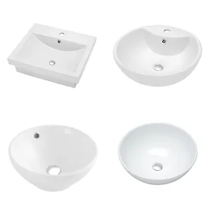 Oem Small Ceramic White Art Basin Rectangular Bathroom Countertop Vessel Sink Wash Basin