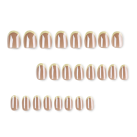 Накладные ногти Milky Nude с желтым френч-тепом, короткие, овальные, глянцевые, для повседневного использования, 4516