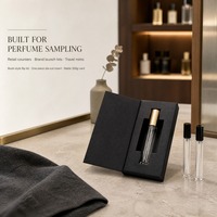 Boîte cadeau parfum personnalisée en forme de livre avec couvercle rabattable, emballage rigide en carton avec insert pour flacon de 10 ml et 15 ml, vente en gros