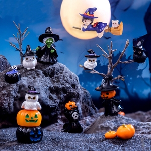 3D vert sorcière hibou momie chauve-souris noir citrouille maison lanterne fantôme Vampire Halloween décor Mini résine artisanat figurines - Product Image 3