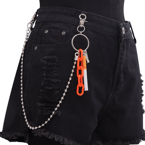 โซ่คาดเอวแฟชั่น สีส้ม อะคริลิค จี้รูปบุหรี่ โซ่โลหะประดับลูกปัด สำหรับใส่ทุกวัน - Product Image 2