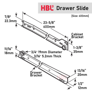 Phong cách Châu Âu mở rộng đầy đủ 23-5/8 inch ngăn kéo trượt dễ dàng cài đặt bên gắn kết chất lượng cao nhà máy bột trắng áo đường ray - Product Image 2