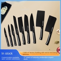 Ensemble de couteaux de cuisine 9 pièces en acier inoxydable, design moderne et minimaliste, manche en bois mat brossé, pour chefs et fruits, pour le commerce transfrontalier