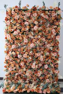 Autunno autunno decorazione di sfondo matrimonio 8*8 floreale tenda da parete caduta 3D 5D arrotolare la seta artificiale fiore rosa parete del pannello per la vendita - Product Image 4