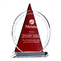 Trofeo de Cristal Grabado con Láser Personalizado para Reconocimiento Corporativo o Escolar