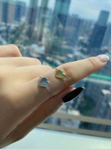 Dylam Trendy Bagues de doigt ajustables en argent sterling 925, motif chaîne en or 18 carats, lettre d'amour, très tendance, charmantes et mignonnes - Product Image 2