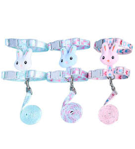 도매 나일론 개 목걸이 및 가죽 끈 세트 부드러운 패딩 반사 토끼 인형 만화-매일 작은 애완 동물을위한 사랑스러운 스타일 - Product Image 2