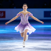 Robe de patinage artistique dégradé blanc lavande, épaules dénudées, ornée de strass, pour compétition, pour filles et femmes