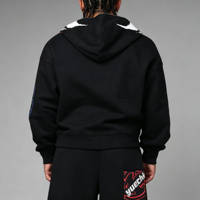 Felpa con Cappuccio Unisex Personalizzata con Zip Integrale, Stampa Puff, in Cotone Pesante French Terry, Vestibilità Oversize Boxy, Streetwear Invernale con Grafica