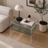 Mesa Auxiliar Pequeña Cuadrada de Acrílico Transparente Moderna - Mesa Lateral de Acrílico