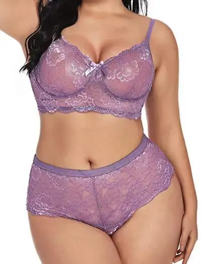 Venditori di biancheria floreale Plus Size Set reggiseno in pizzo a vita alta e mutandine per donna donna