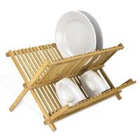Comptoir de cuisine en bois à 2 niveaux égouttoir à vaisselle Support pour assiettes de cuisine Séchoir à vaisselle pliable en bambou