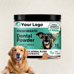 OEM ODM Herstellung Professionelles Haustier-Zahnpulver-Nahrungsergänzungsmittel Maßgeschneiderte Formel Organisches Probiotisches Hunde-Zahnreinigungspulver - Product Image 1