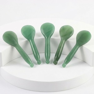 Outil <span class=keywords><strong>de</strong></span> massage Gua Sha en forme <span class=keywords><strong>de</strong></span> cuillère ronde en jade, baguette <span class=keywords><strong>de</strong></span> massage pour le visage, la tête, le cou, les yeux, stylo d'acupuncture, pierre d'aventurine naturelle, produit <span class=keywords><strong>de</strong></span> beauté - Product Image 1