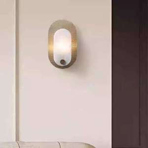 โคมไฟติดผนังทรงกลมทันสมัย ตัวโคมทองแดง ฝาครอบแก้วสีขาว ขั้วหลอด E27 หลอด LED 2700K แสงวอร์มไวท์ สำหรับห้องนั่งเล่น - Product Image 3