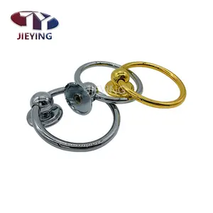 Jieying Furniture Hardware Fittings Accessories Classic Gold And Chrome Antique Big Ring Zinc Alloy Metal Cabinet Knobs Handles