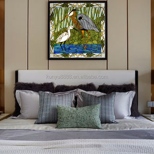 Customized European Pastoral Style Solid Crane Pattern Tiffany Stained Art Glass <b>Window</b> Hanging Panel for Dining Hall Living - Product Image 2