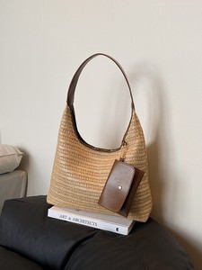 Sac fourre-tout tendance 2026 en cuir PU tressé vintage, antivol, avec bandoulière amovible, capacité jusqu'à 1L, pour le bureau et les trajets quotidiens, pour femme - Product Image 2