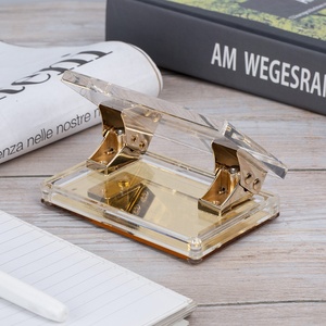 Perforateur acrylique transparent personnalisé Perforateur standard 3 trous acrylique perforateur papier lucite clair or rose - Product Image 4