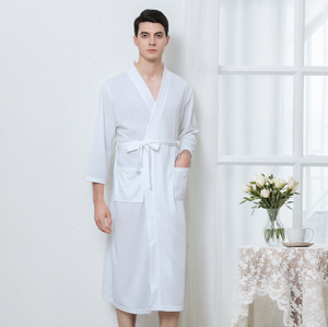 <span class=keywords><strong>Accappatoio</strong></span> Unisex con Logo personalizzato Waffle e <span class=keywords><strong>accappatoio</strong></span> da <span class=keywords><strong>uomo</strong></span> bianco personalizzato - Product Image 1