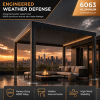 Pergola à lames orientables électriques résistante à la neige, taille personnalisable, en alliage d'aluminium, mobilier d'extérieur pour application sur les toits d'hôtels